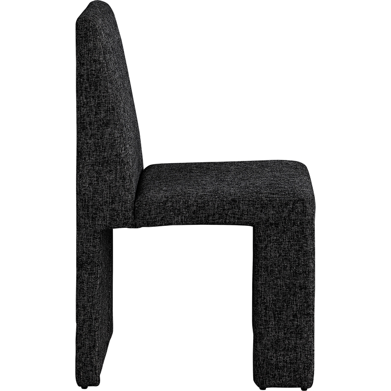 Pemberly Row Black Linen Textured Fabric Dining Chair (Set of 2)