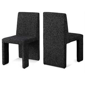 Pemberly Row Black Linen Textured Fabric Dining Chair (Set of 2)