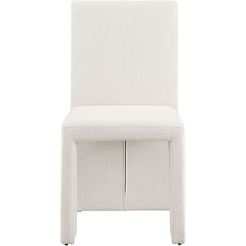 Pemberly Row Cream Linen Textured Fabric Dining Chair (Set of 2)