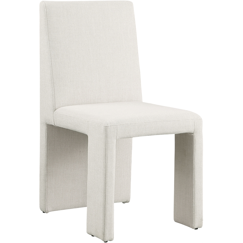 Pemberly Row Cream Linen Textured Fabric Dining Chair (Set of 2)
