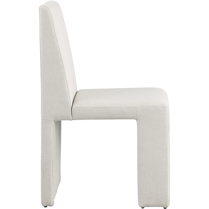Pemberly Row Cream Linen Textured Fabric Dining Chair (Set of 2)
