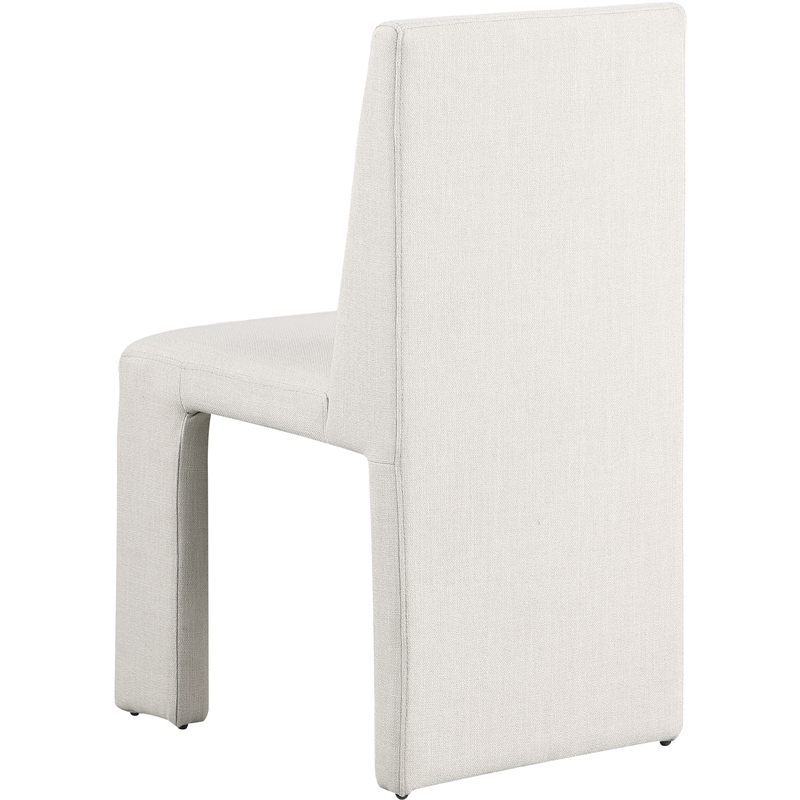 Pemberly Row Cream Linen Textured Fabric Dining Chair (Set of 2)