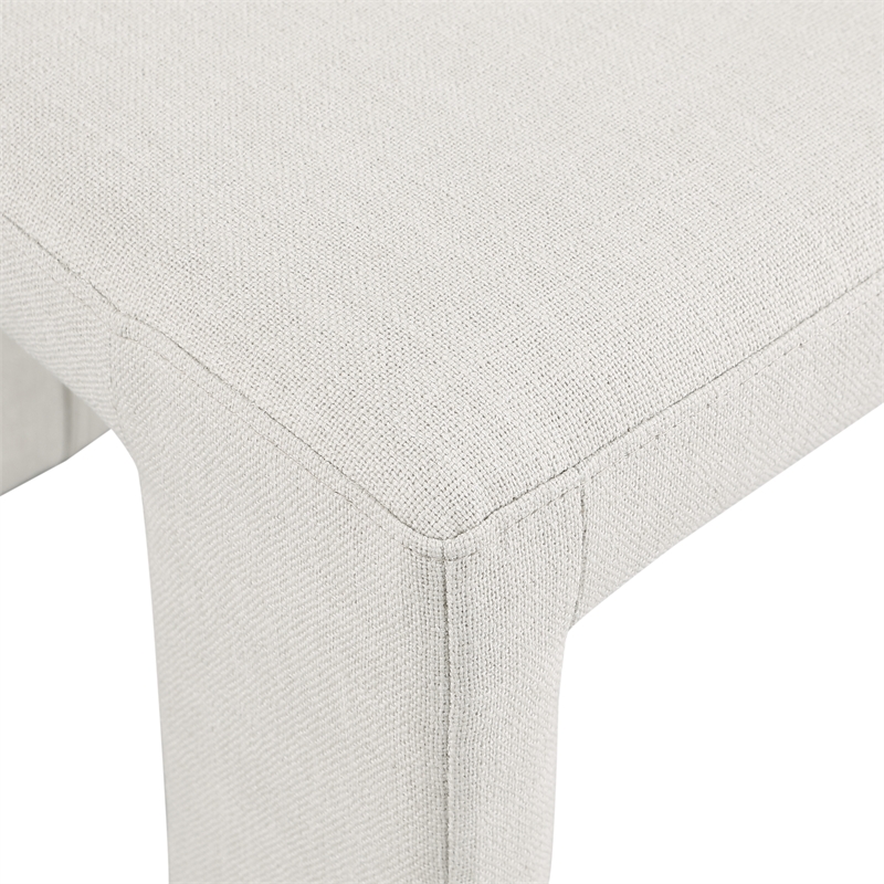 Pemberly Row Cream Linen Textured Fabric Dining Chair (Set of 2)