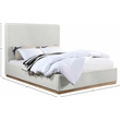 Pemberly Row Contemporary Cream Linen Textured Fabric King Bed