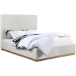 Pemberly Row Contemporary Cream Linen Textured Fabric King Bed