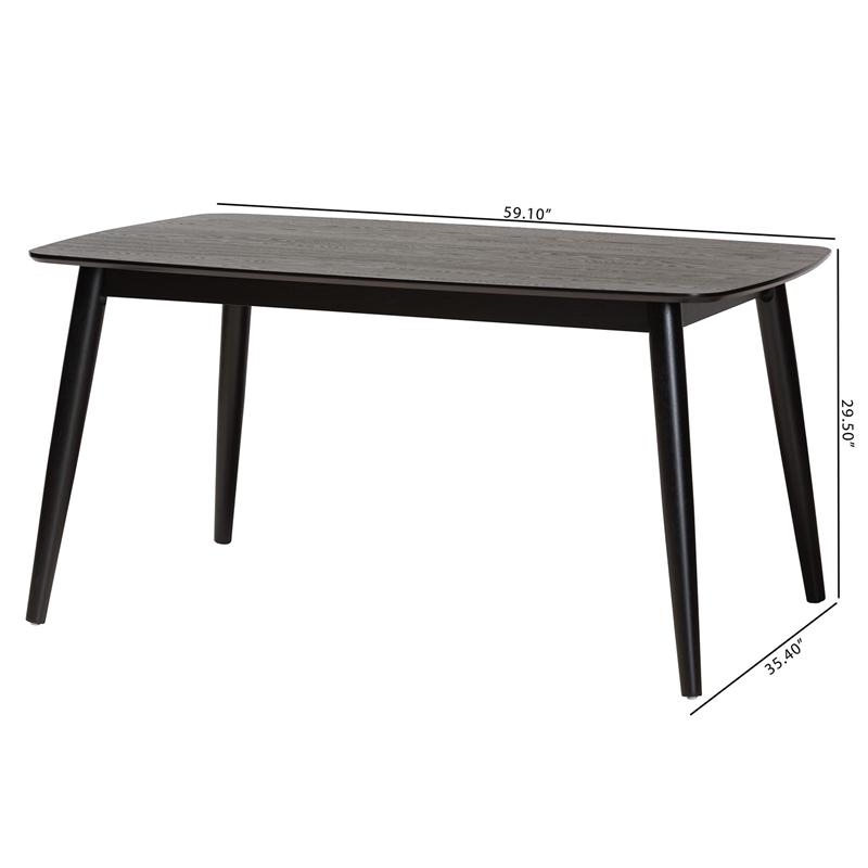 Pemberly Row Mid-Century Modern Black Finished Wood Dining Table