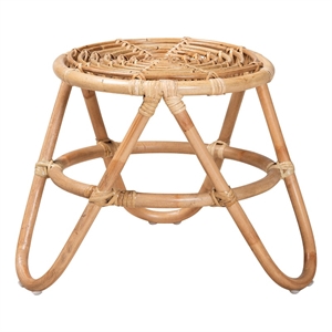 Pemberly Row Contemporary Bohemian Natural Brown Rattan End Table