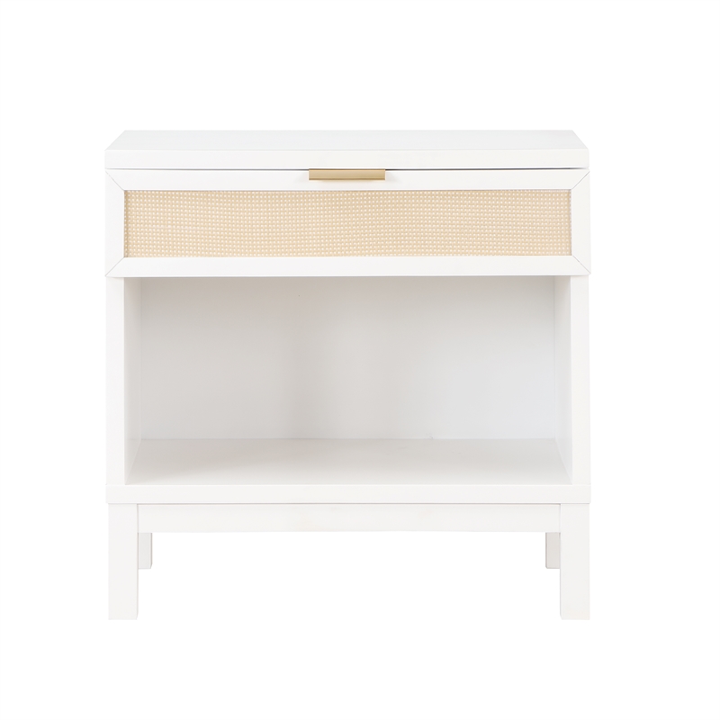 Pemberly Row Contemporary White Wood 1-drawer Storage Nightstand
