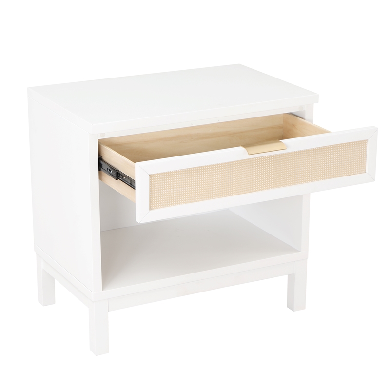 Pemberly Row Contemporary White Wood 1-drawer Storage Nightstand