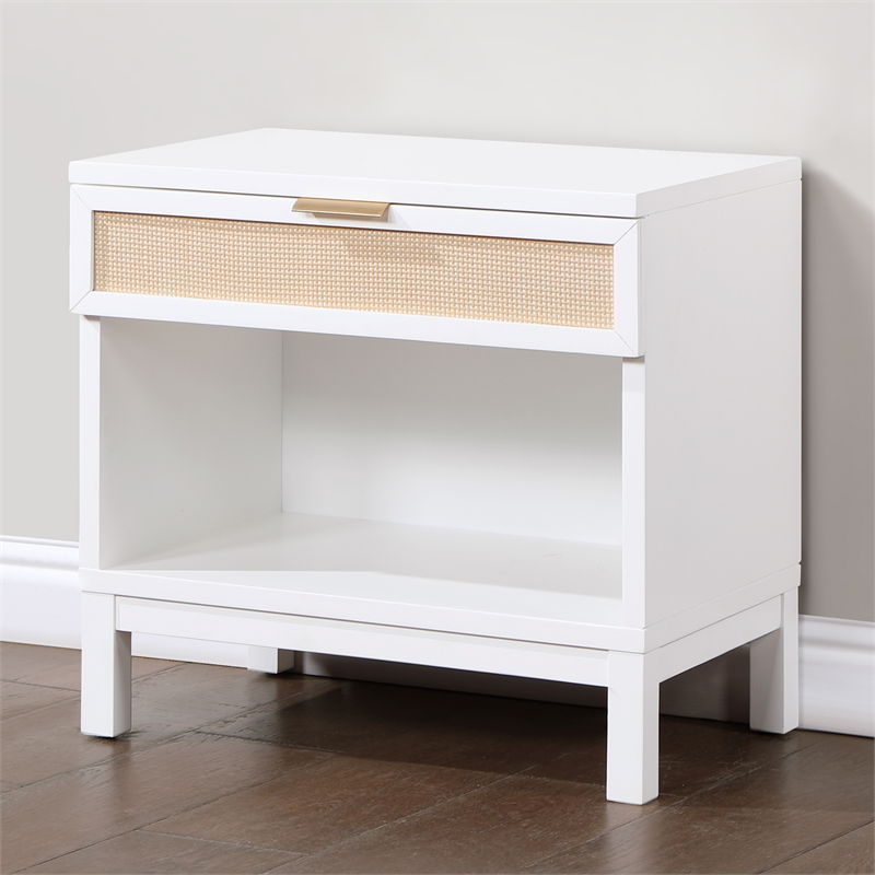 Pemberly Row Contemporary White Wood 1-drawer Storage Nightstand