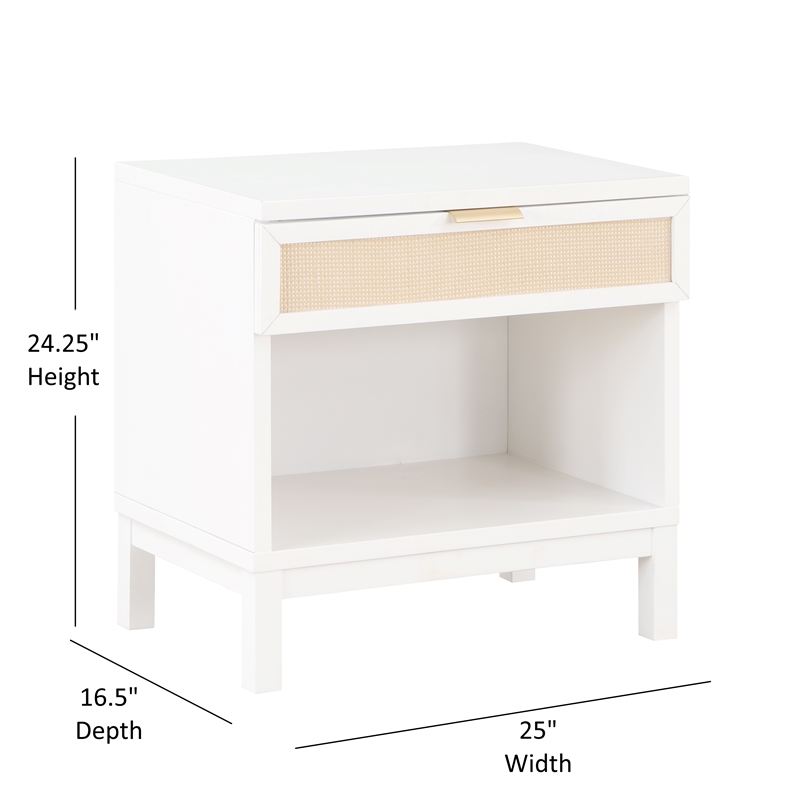 Pemberly Row Contemporary White Wood 1-drawer Storage Nightstand