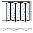 Pemberly Row 5 Panels Alumium Folding Door - Black Folded Out From Left To Right