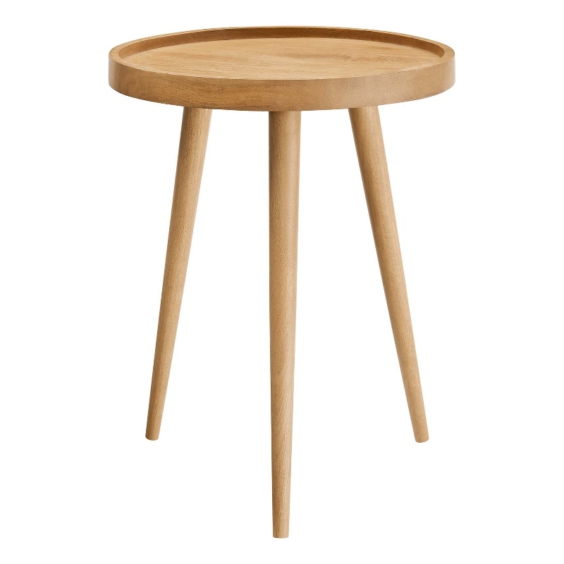 Pemberly Row Modern / Contemporary Round Wood Side Table in Natural