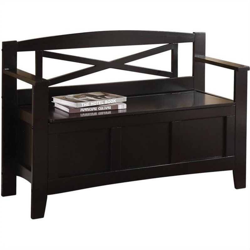 Pemberly Row Entry Way Bench with Black finish Solid Wood and Veneer