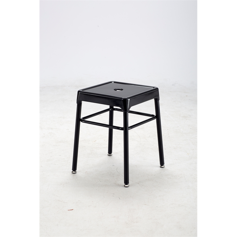 Pemberly Row Steel Backless Guest Stool in Glossy Black - 15.25