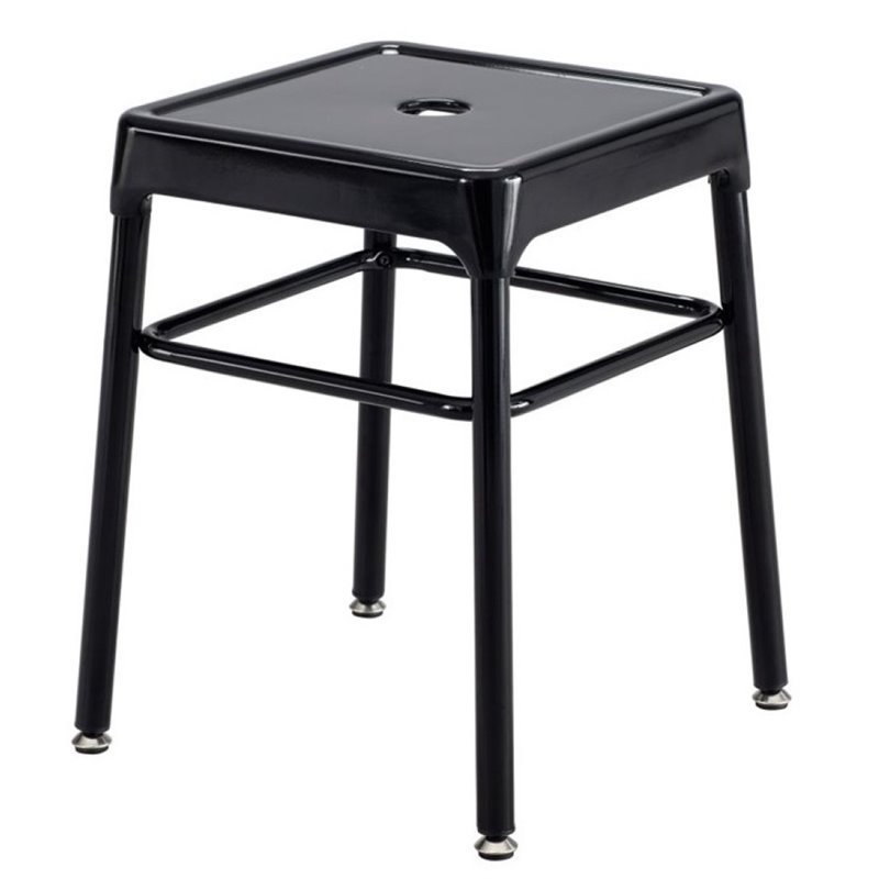 Pemberly Row Steel Backless Guest Stool in Glossy Black - 15.25