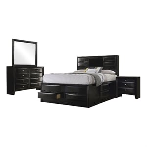 Pemberley Row Wood Black Queen Storage Bedroom Set Rectangular 62.75&quotW x 90.75&quotL x 56&quotH Assembled