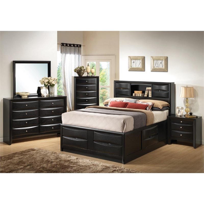Pemberley Row Wood Black Queen Storage Bedroom Set Rectangular 62.75