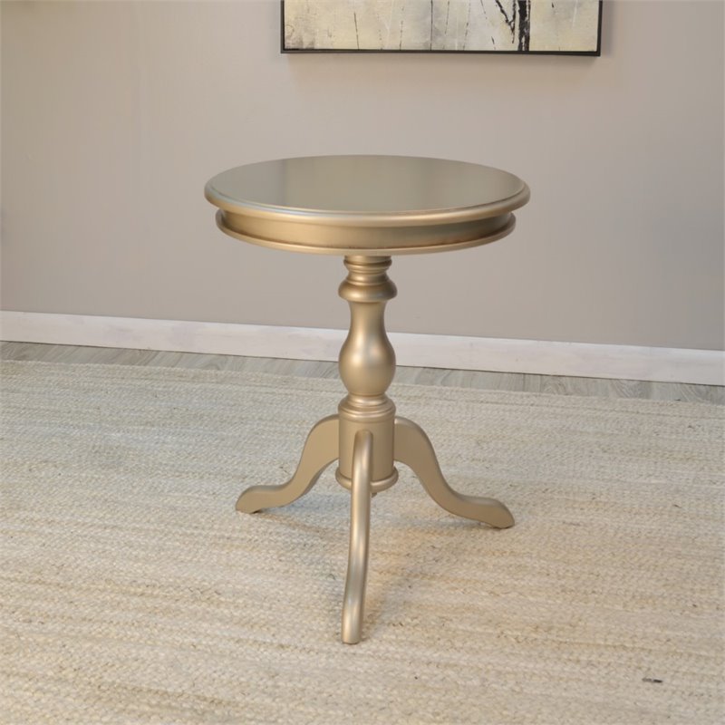Pemberly Row Contemporary Transitional Side Table in Champagne