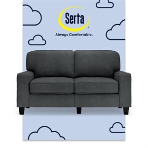 Pemberly Row 61&quot Track Arm Sofa Loveseat with Removable Covers Charcoal