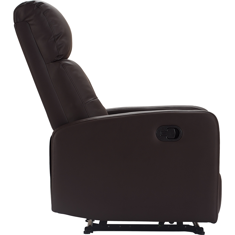 Pemberly Row Modern / Contemporary Leather Recliner Chair Dark Brown