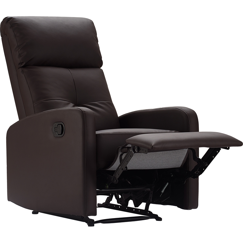 Pemberly Row Modern / Contemporary Leather Recliner Chair Dark Brown