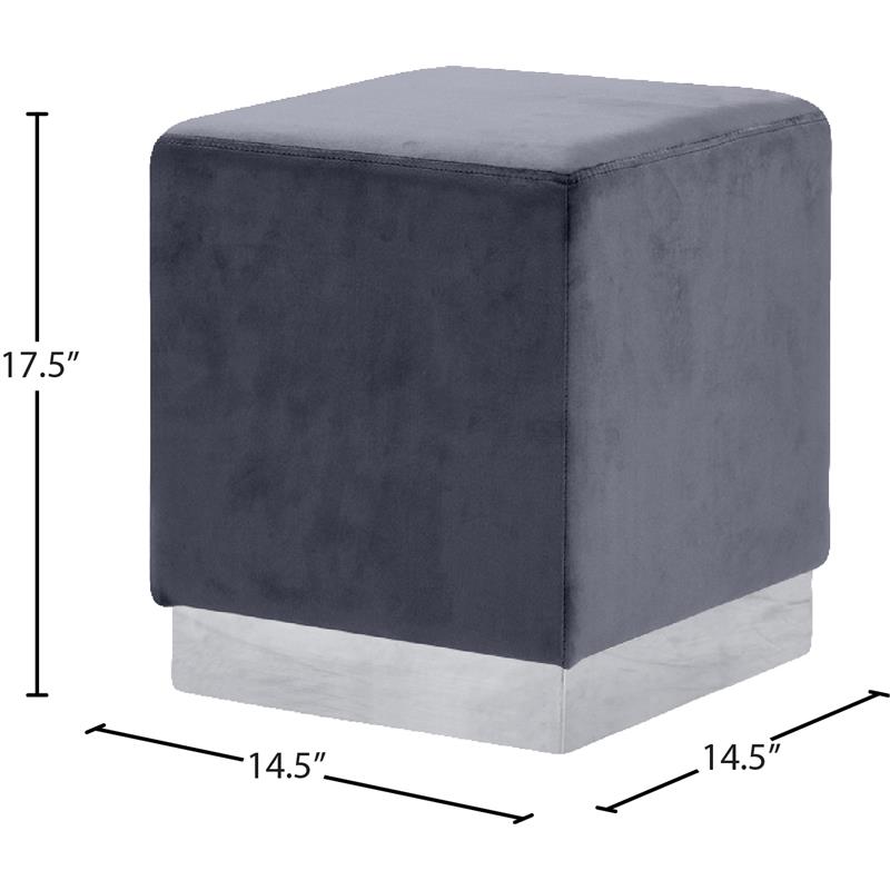 Pemberly Row Modern / Contemporary Velvet Ottoman/Stool in Gray
