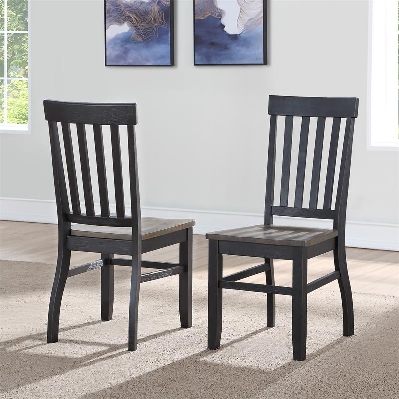 Pemberly Row Noir Black Two-Tone Ebony and Driftwood 6-Piece Dining Set