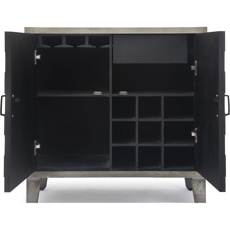 Pemberly Row Contemporary Bar Cabinet with Wine Storage Gray