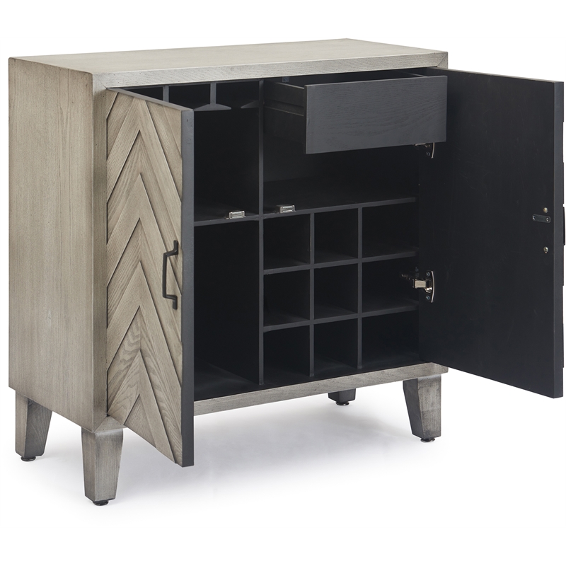 Pemberly Row Contemporary Bar Cabinet with Wine Storage Gray