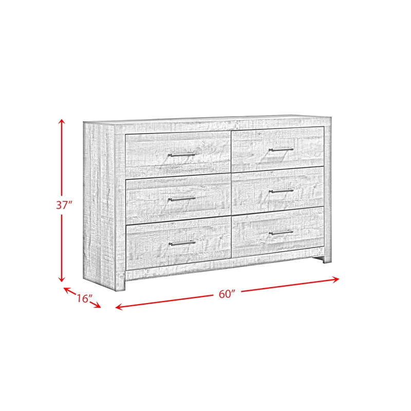 Pemberly Row Contemporary Transitional Wood 6-Drawer Dresser