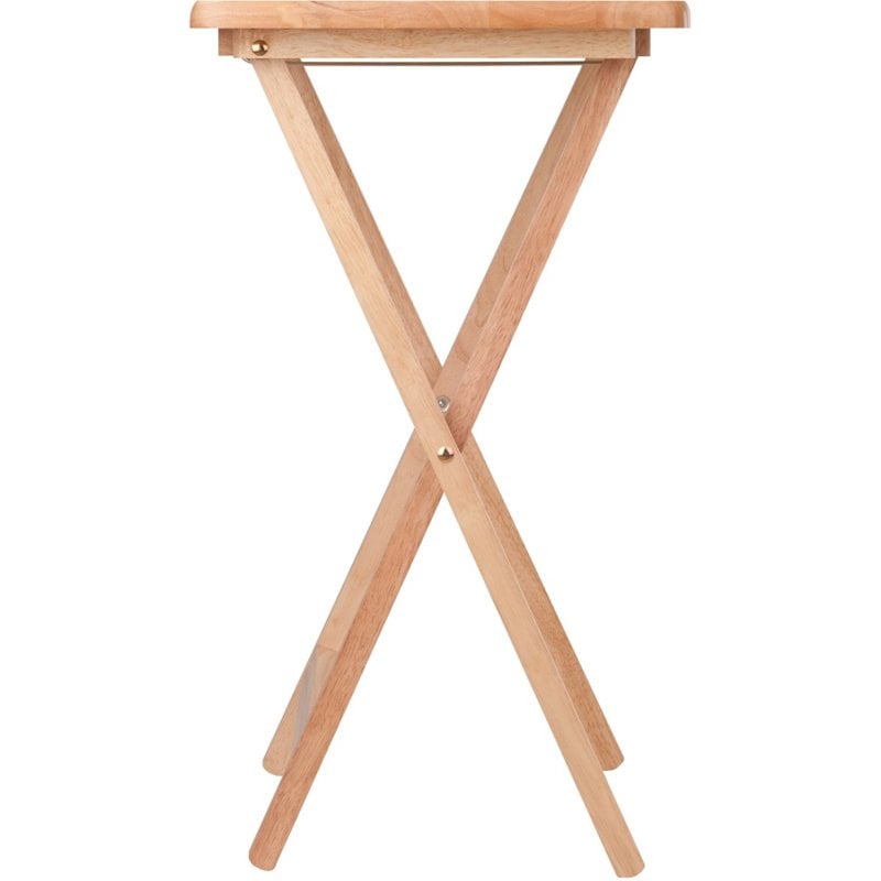 Pemberley Row Solid Wood Natural Snack Table Rectangular Folds for Easy Storage 25.98