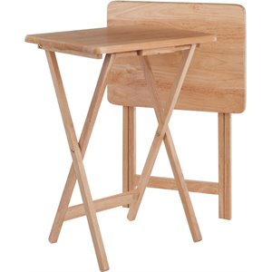 Pemberley Row Solid Wood Natural Snack Table Rectangular Folds for Easy Storage 25.98&quotH x 19.06&quotW x 14.57&quotD Assembled