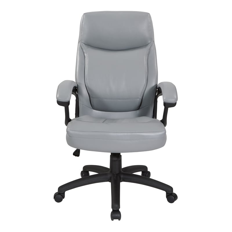 Pemberly Row Executive High Back Charcoal Gray Bonded Leather Chair