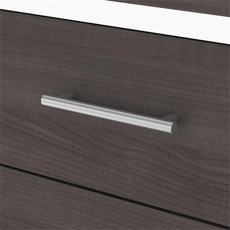 Pemberly Row 72W Office Desk with Drawers in White and Storm Gray - Wood