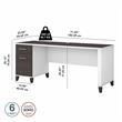 Pemberly Row 72W Office Desk with Drawers in White and Storm Gray - Wood