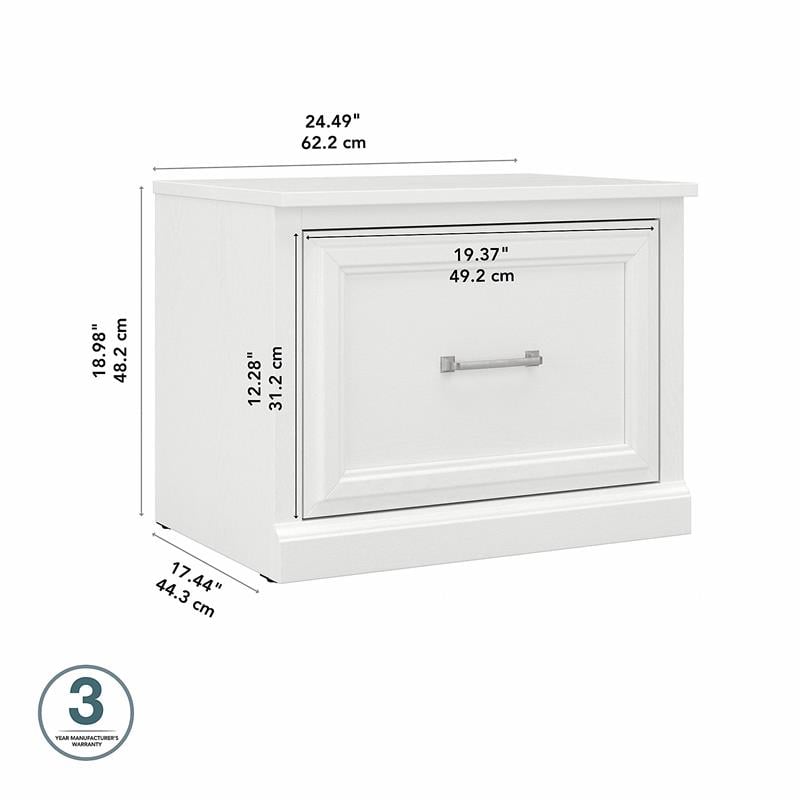 Pemberly Row 24W Small Shoe Bench with Drawer in White Ash - Engineered Wood