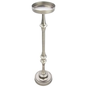 Pemberly Row Traditional Iron Metal Side Table in Brushed Silver