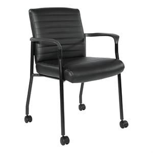 Pemberly Row Guest Chair with Black Faux Leather and Black Frame
