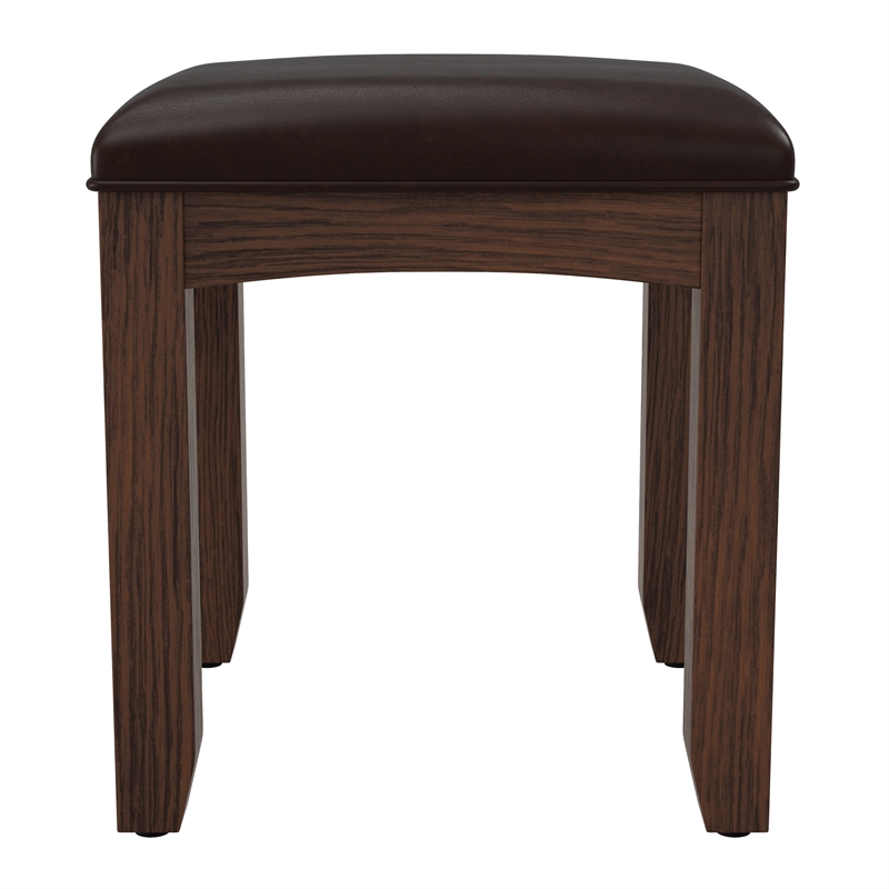 Pemberley Row Solid Wood Vintage Oak Vanity Bench Rectangular Upholstered 16.13