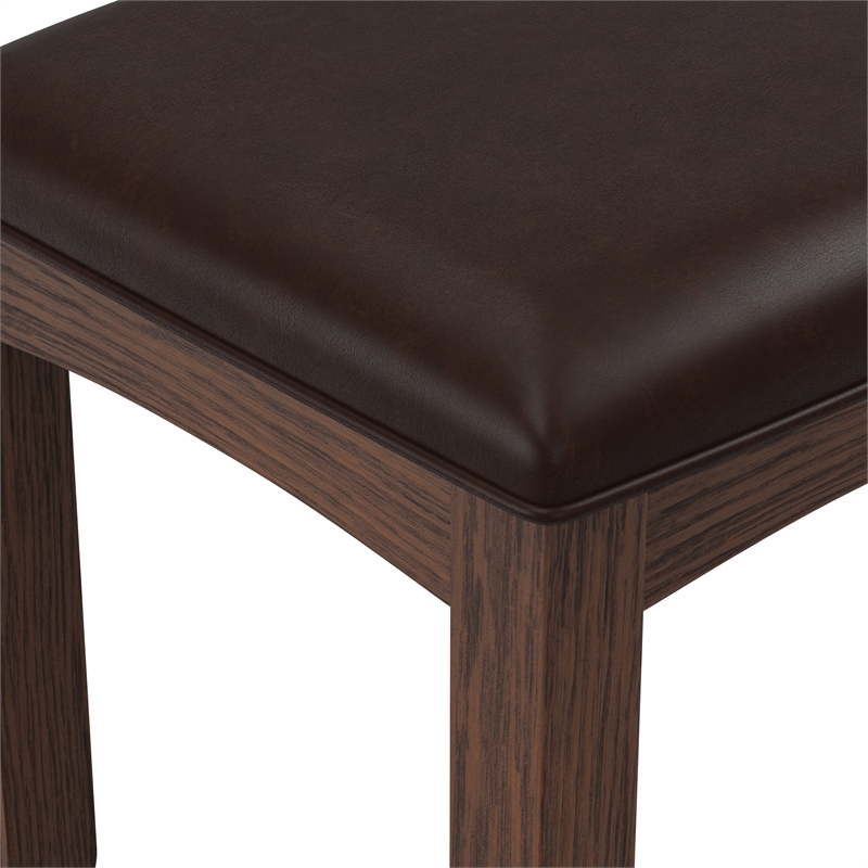 Pemberley Row Solid Wood Vintage Oak Vanity Bench Rectangular Upholstered 16.13