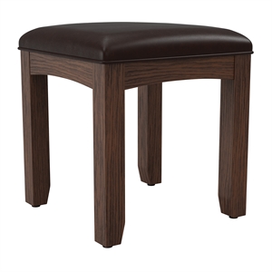 Pemberley Row Solid Wood Vintage Oak Vanity Bench Rectangular Upholstered 16.13&quotx16.13&quotx18.63&quot Unassembled