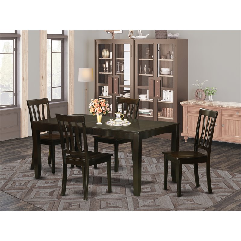 Pemberly Row Modern 5-piece Wood Dining Room Set in Cappuccino