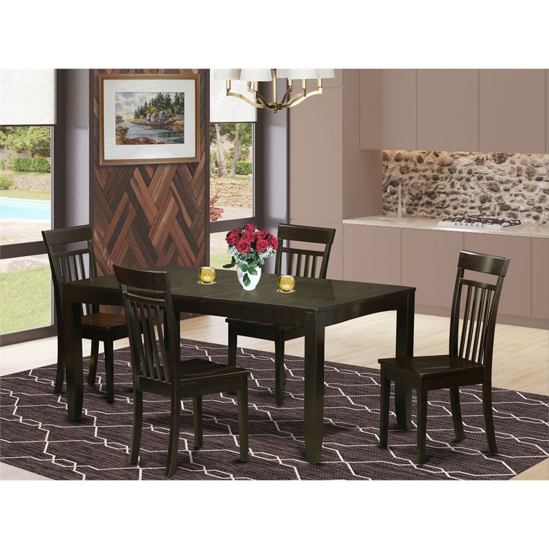 Pemberly Row Modern 5-piece Wood Kitchen Table Set in Cappuccino