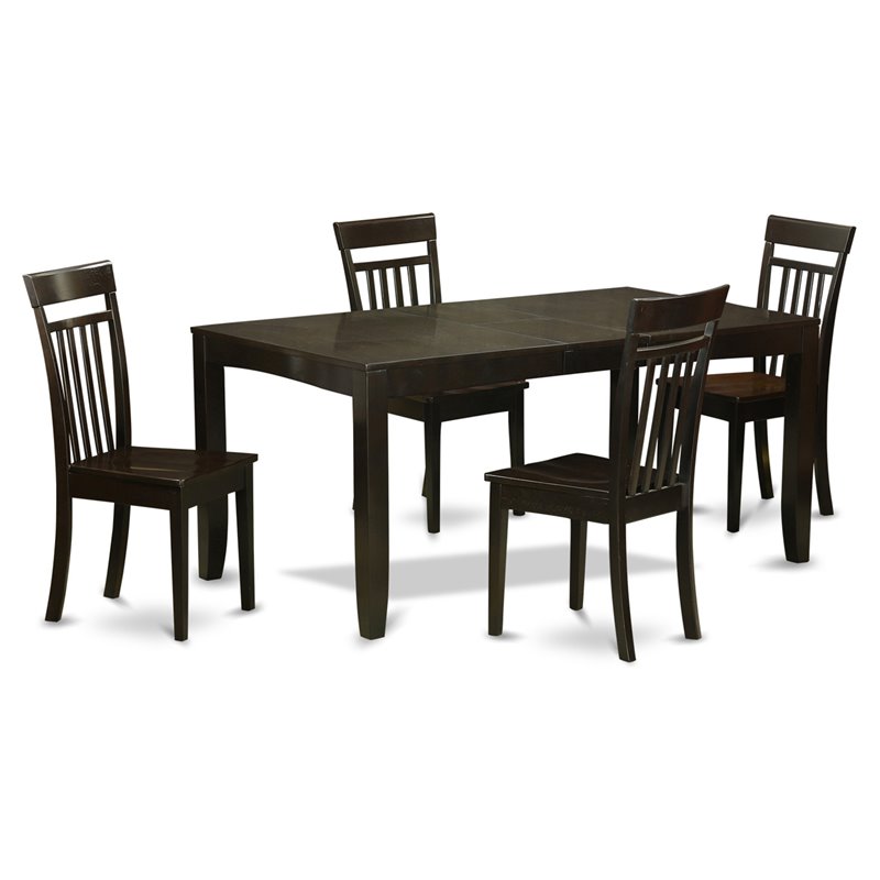 Pemberly Row Modern 5-piece Wood Kitchen Table Set in Cappuccino