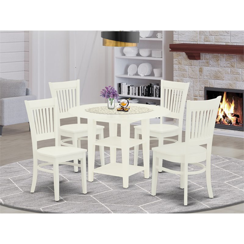 Pemberly Row 5-piece Wood Table and Dining Chair Set in White