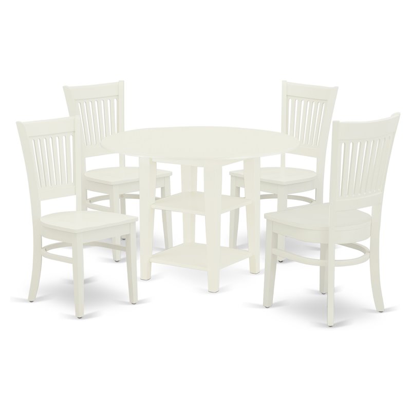 Pemberly Row 5-piece Wood Table and Dining Chair Set in White