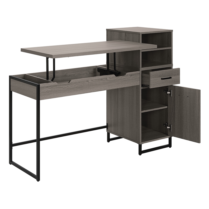 Pemberly Row Lane Worksmart Sit-To-Stand Desk in Farm Oak Engineered Wood