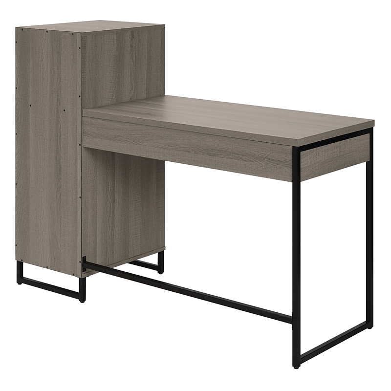 Pemberly Row Lane Worksmart Sit-To-Stand Desk in Farm Oak Engineered Wood