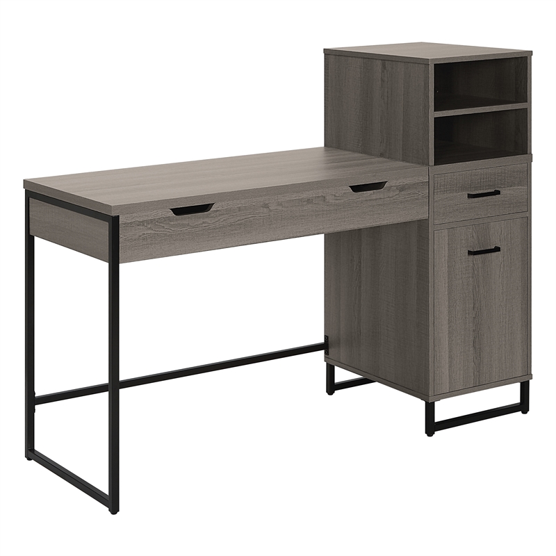Pemberly Row Lane Worksmart Sit-To-Stand Desk in Farm Oak Engineered Wood